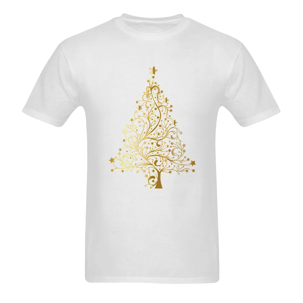 Elegant Holiday Tree Shirt, Golden Christmas Tree T-Shirt, Xmas Tree Graphic Tee, Festive Tree Art Shirt, Christmas Present f