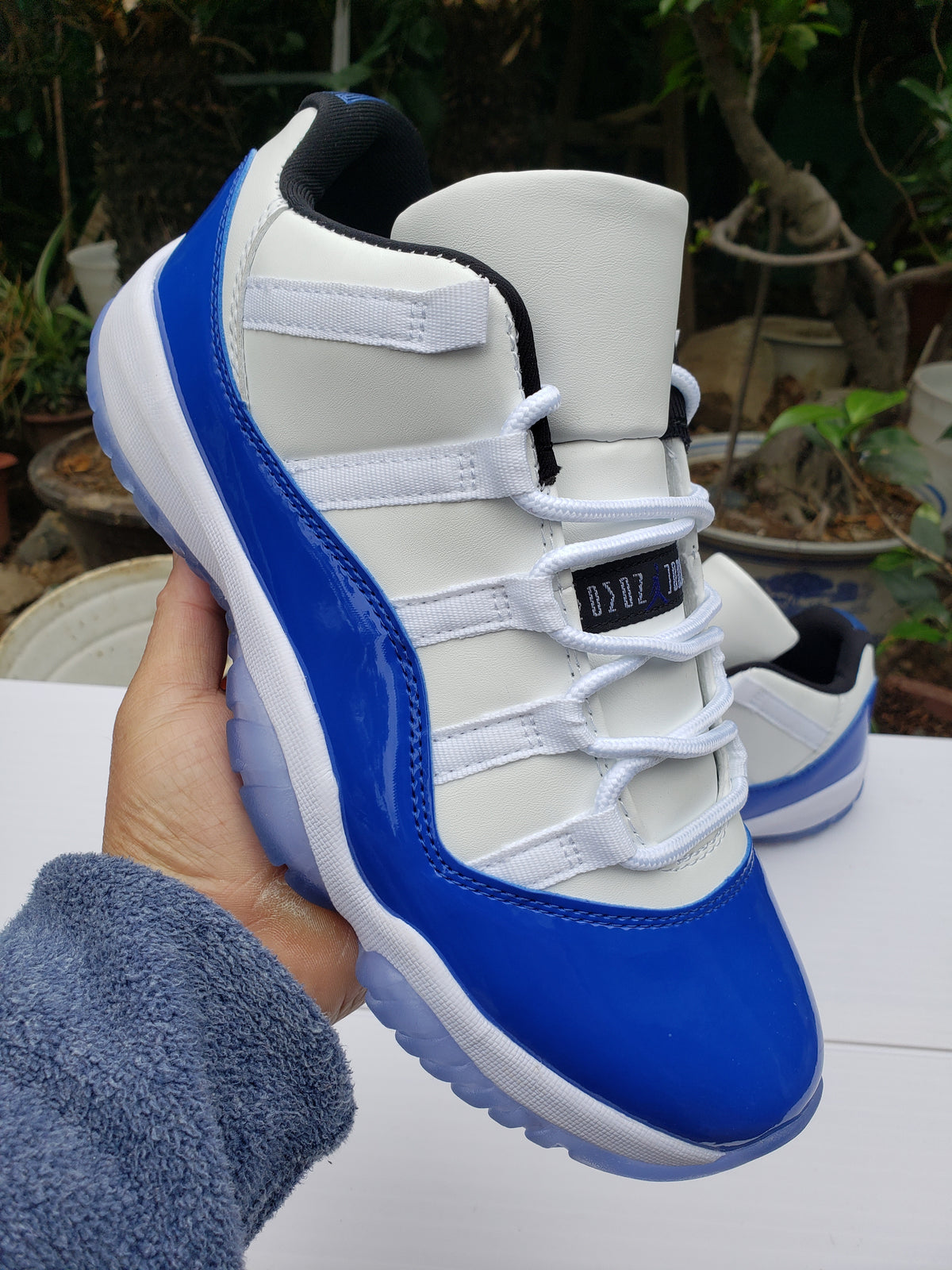Low Top Sneakers, Blue White Colorway, Lace Up Design, Casual Gift for Sneaker Fans