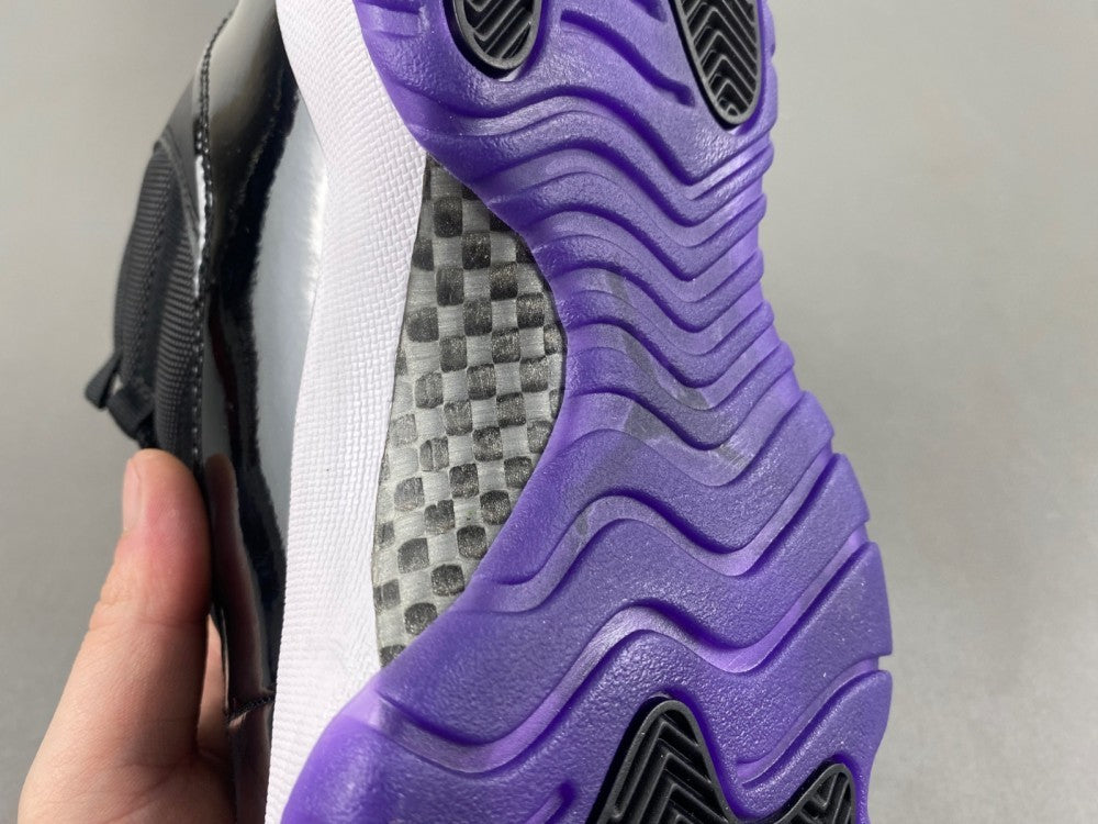 Retro High Top Sneakers, Black Purple Colorway, Leather Footwear, Lace Up Design, Casual Gift for Sneaker Fans