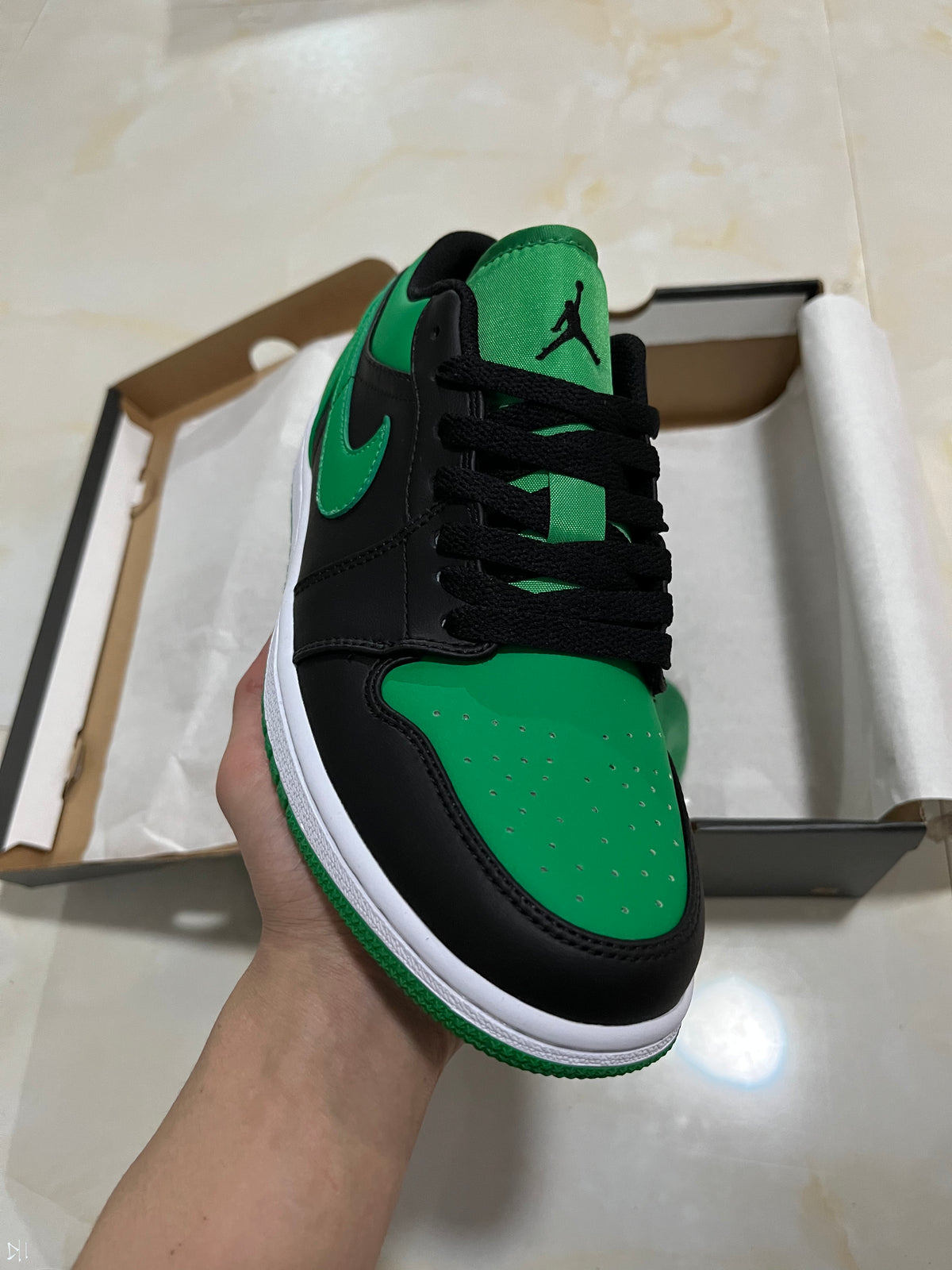 Low Top Sneakers, Black Green Colorway, Lace Up Design, Casual Gift for Sneaker Fans