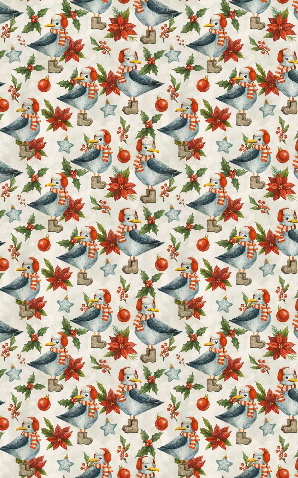 Coastal Holiday Gift Wrap, Seagull Christmas Wrapping Paper, Beach Nautical Wrapping Paper, Seagull Present Wrap, Xmas Holida
