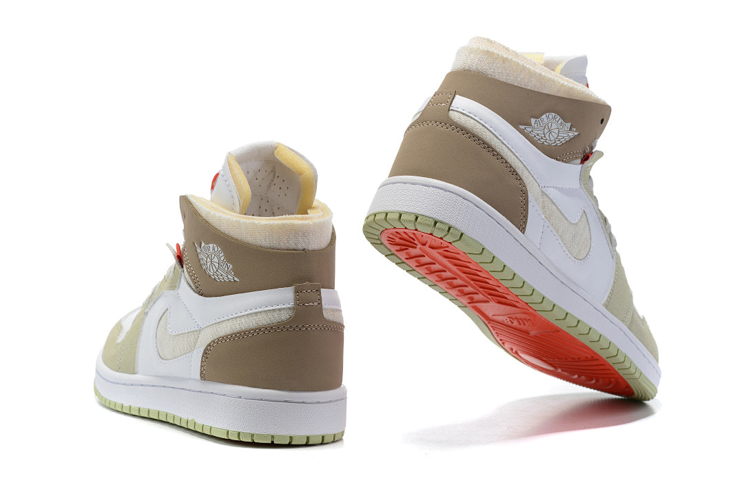Sneakers, White Green Brown Colorway, Lace Up Design, Casual Gift for Sneaker Fans