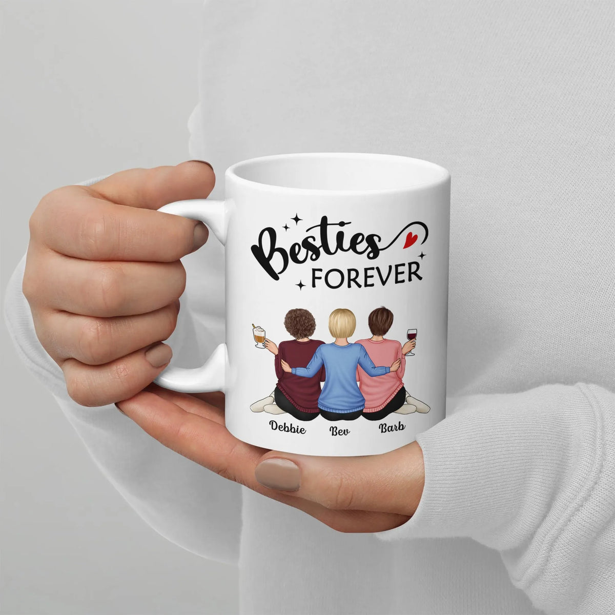 Soul Sisters Ceramic Coffee Mug, Besties Forever Three Friends Mug, Custom Friendship Mug, Birthday Christmas Bestie Cup Pres
