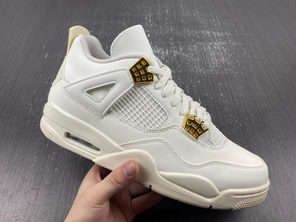 Sneakers, White Gold Colorway, Metallic Finish, Lace Up Design, Casual Gift for Sneaker Fans