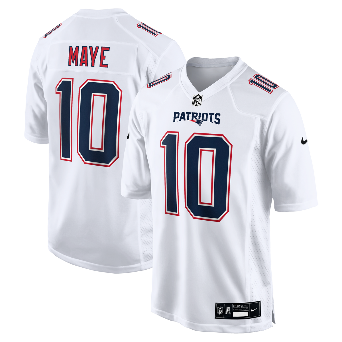 New England Patriots Drake Maye Tundra White Game Jersey