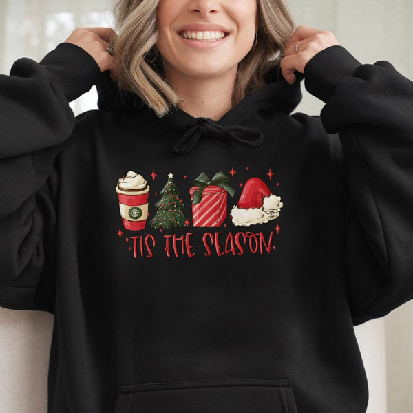 Festive Christmas Graphic Sweatshirt, Tis the Season Hoodie, Adorable Holiday Season Pullover, Winter Xmas Hooded Sweater, Ch