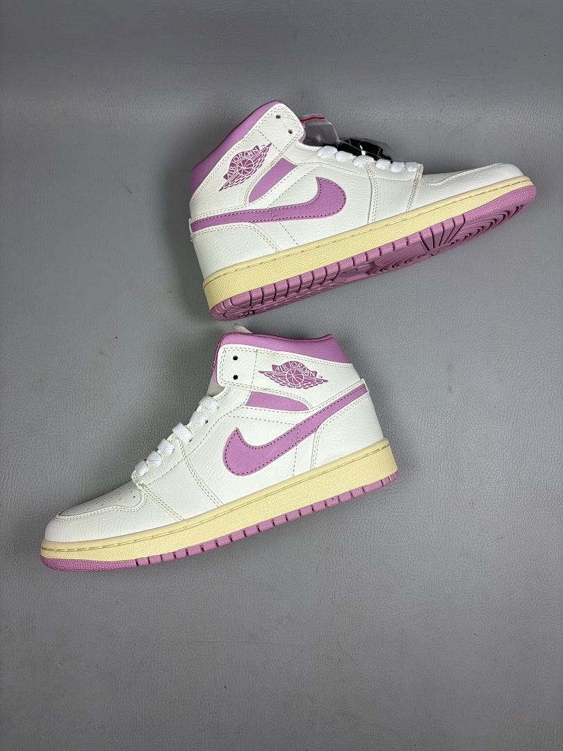 High Top Sneakers, White Purple Colorway, Lace Up Design, Casual Gift for Sneaker Fans