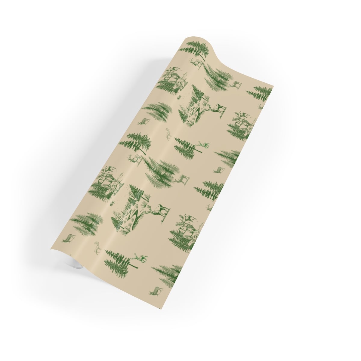 Pine Tree Forest Nature Gift Wrap Roll, Rustic Woodland Deer Wrapping Paper, Cabin Christmas Wrapping Paper, Holiday Present 