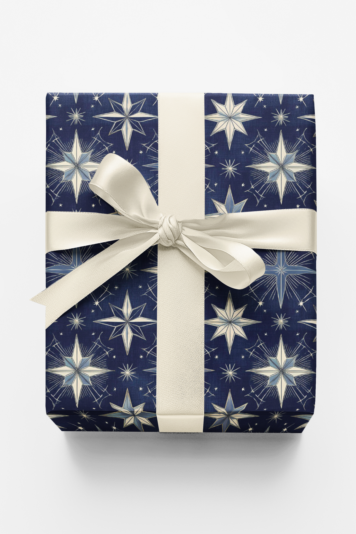 Celestial Winter Noel Gift Wrap, Midnight Blue Star Wrapping Paper, Starlit Sky Christmas Paper, Hanukkah Holiday Gift Wrappi