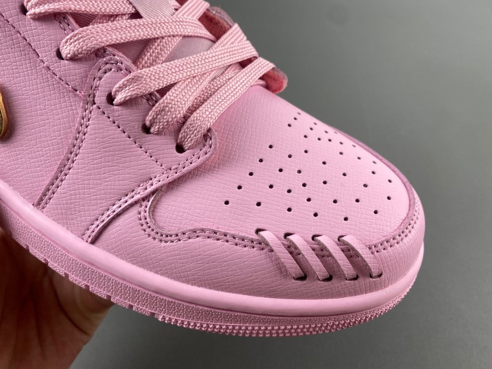 Low Top Sneakers, Pink Gold Colorway, Lace Up Design, Casual Gift for Sneaker Fans