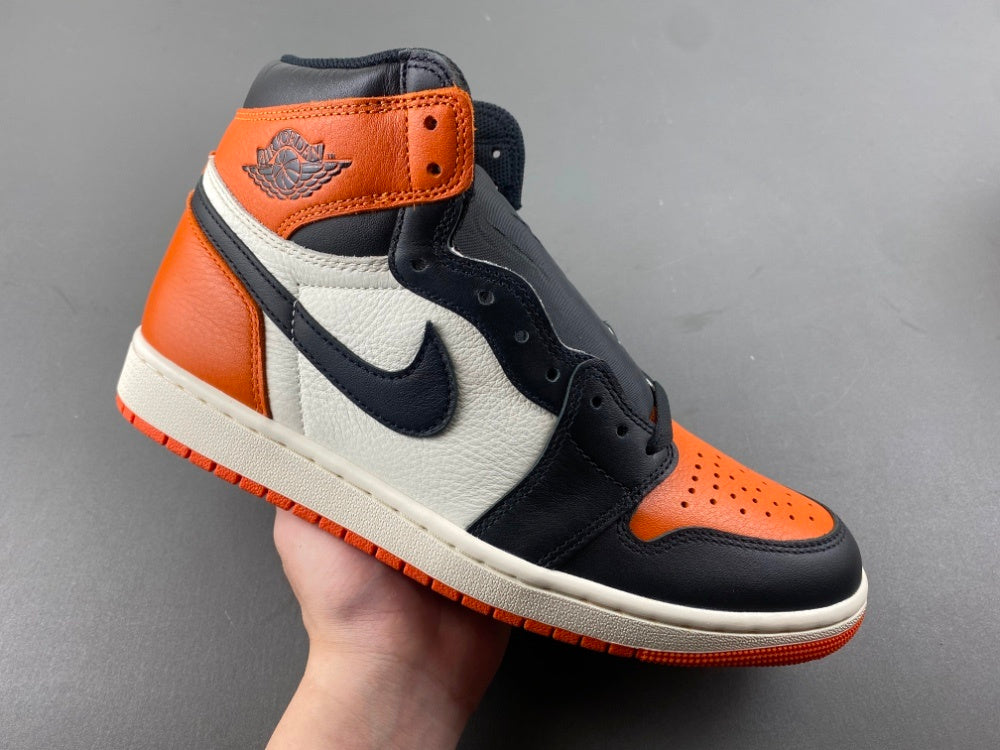 High Top Sneakers, White Black Orange Colorway, Lace Up Design, Casual Gift for Sneaker Fans