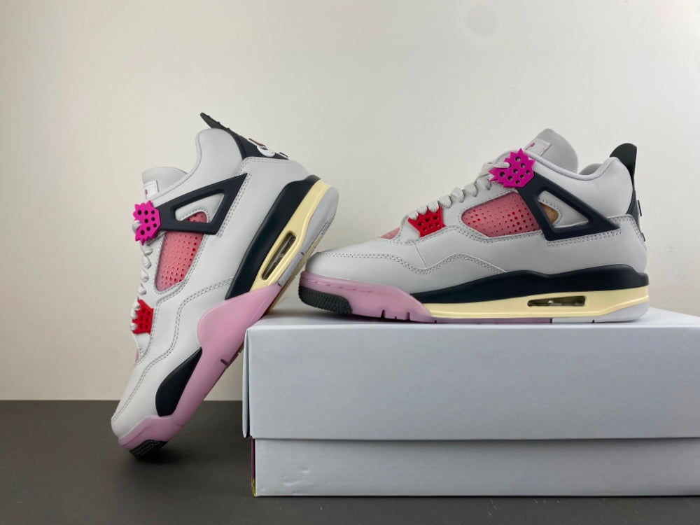 Retro Low Top Sneakers, White Black Pink Colorway, Lace Up Design, Casual Gift for Sneaker Fans