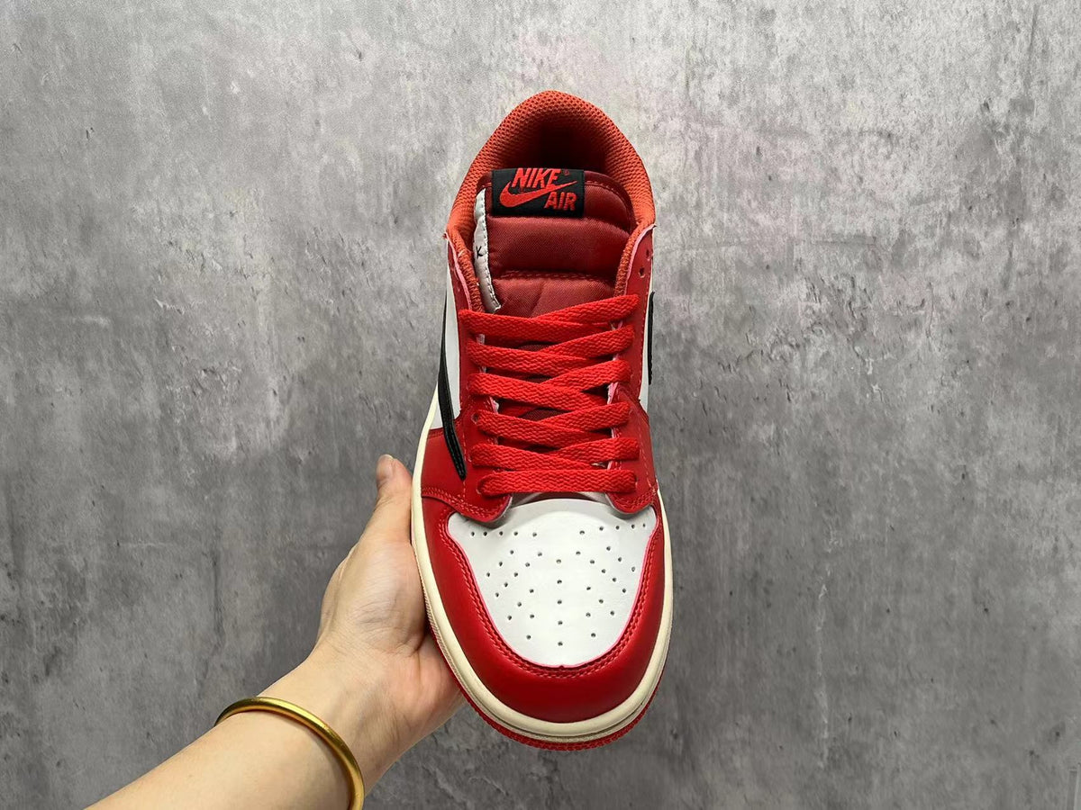 Low Top Sneakers, Red White Colorway, Reverse Hook Design, Lace Up Design, Casual Gift for Sneaker Fans
