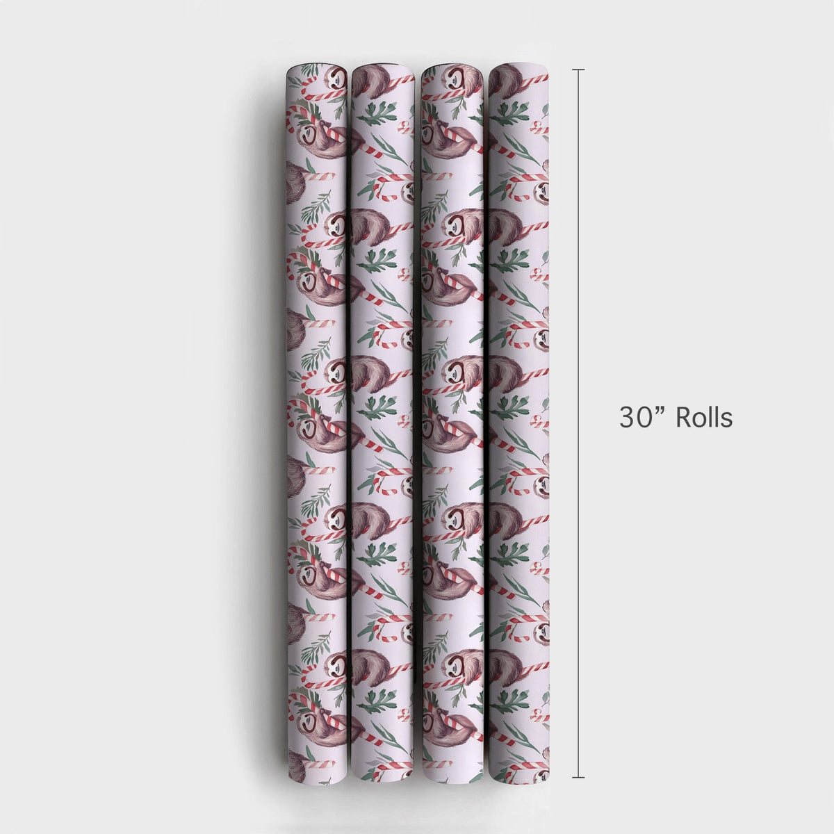 Candy Cane Sloth Gift Wrap, Christmas Sloth Wrapping Paper, Whimsical Holiday Wrapping Paper, Adorable Animal Christmas Gift 