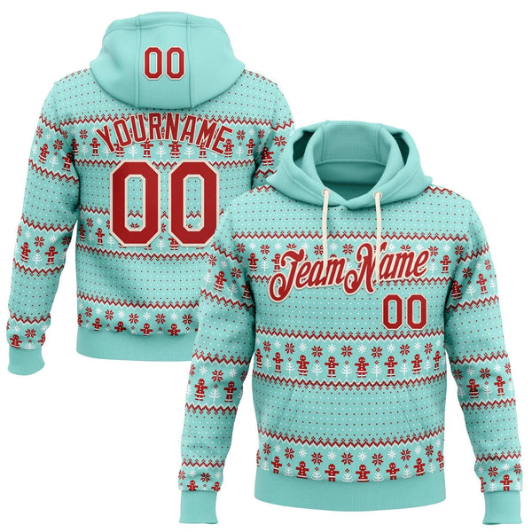 Personalized Name Number Xmas Sweatshirt, Custom Christmas Ugly Sweater Hoodie, Fleece Holiday Hoodie, Sports Fan Christmas P