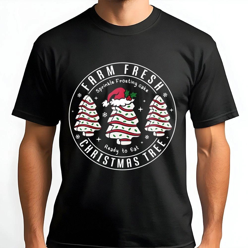 Vintage Snack Food Graphic Tee, Christmas Tree Cake T-Shirt, Retro Holiday Foodie Shirt, Humorous Baker Xmas Tee, Winter Holi