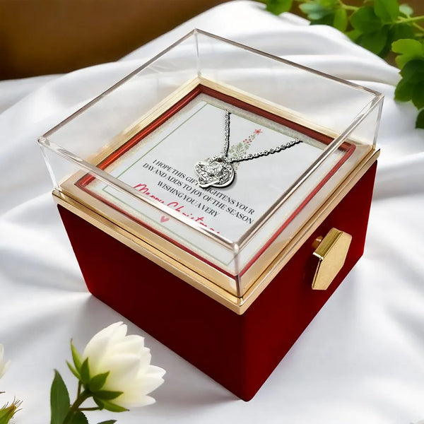 CZ Crystal Pendant Necklace, Love Knot Necklace, White Gold Finish Love Knot Jewelry, Romantic Present for Her, Christmas Lov