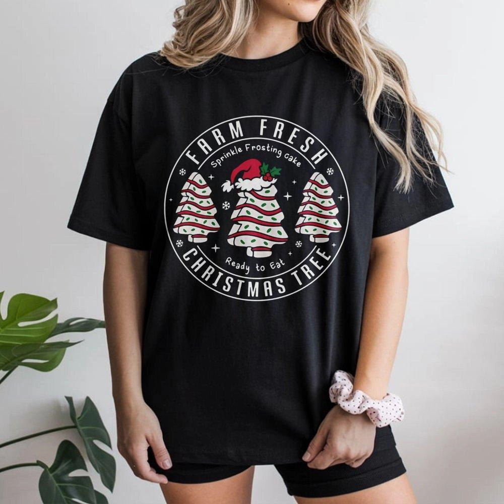Vintage Snack Food Graphic Tee, Christmas Tree Cake T-Shirt, Retro Holiday Foodie Shirt, Humorous Baker Xmas Tee, Winter Holi
