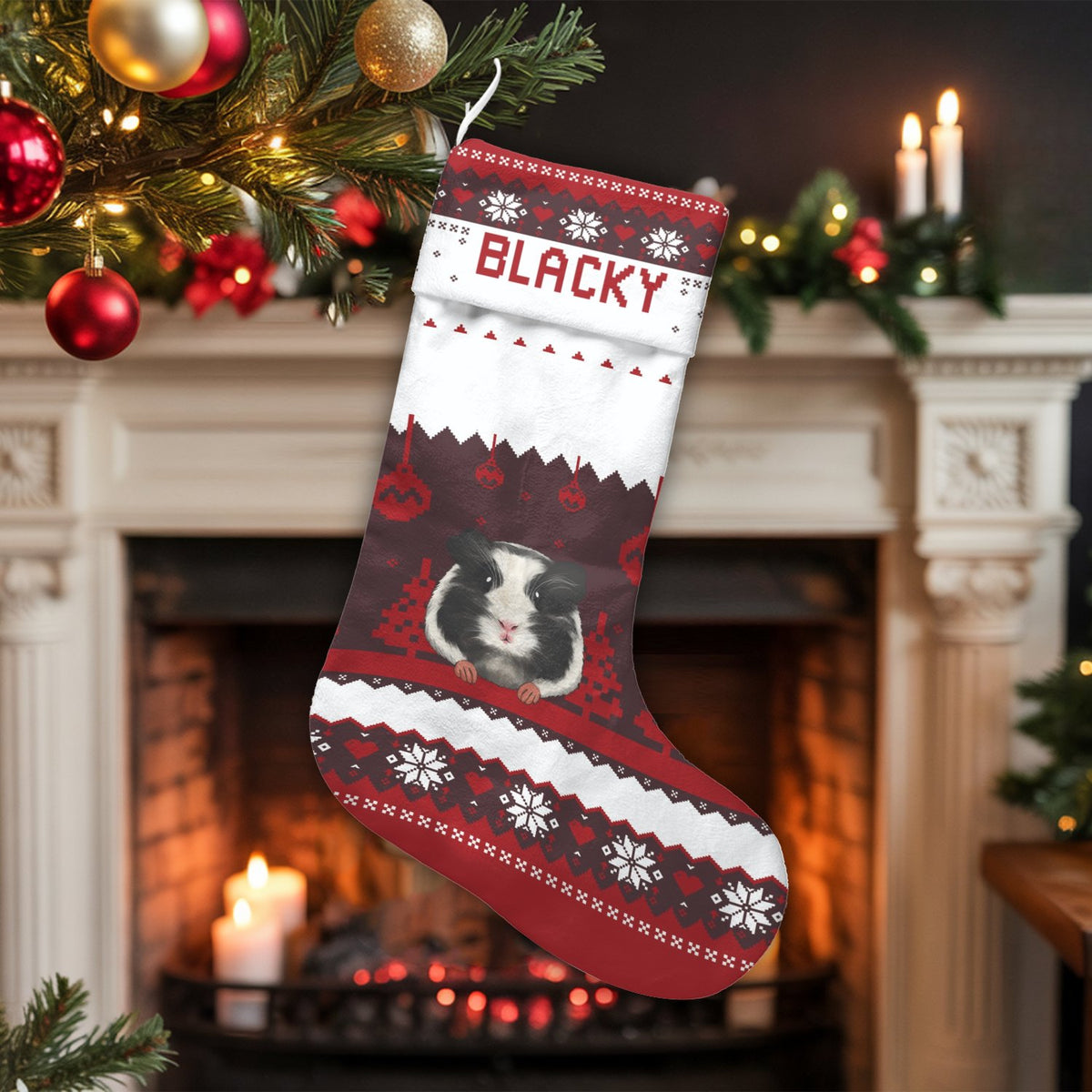 Custom Pet Holiday Stocking, Personalized Guinea Pig Christmas Stocking, Adorable Guinea Pig Lover Present, Festive Xmas Mant