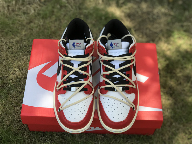Low Top Sneakers, Red Cream Colorway, Lace Up Design, Casual Gift for Sneaker Fans