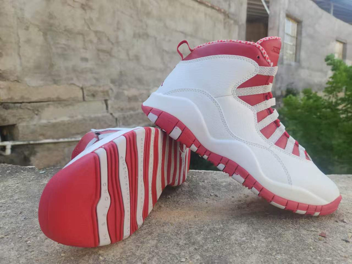 High Top Sneakers, White Red Colorway, Lace Up Design, Casual Gift for Sneaker Fans