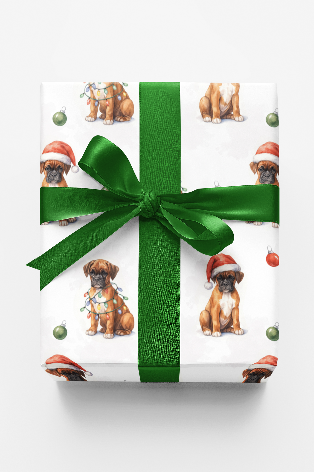Boxer Dog Holiday Gift Wrap, Boxer Christmas Wrapping Paper, Adorable Santa Puppy Wrapping Paper, Dog Lover Xmas Present Pape