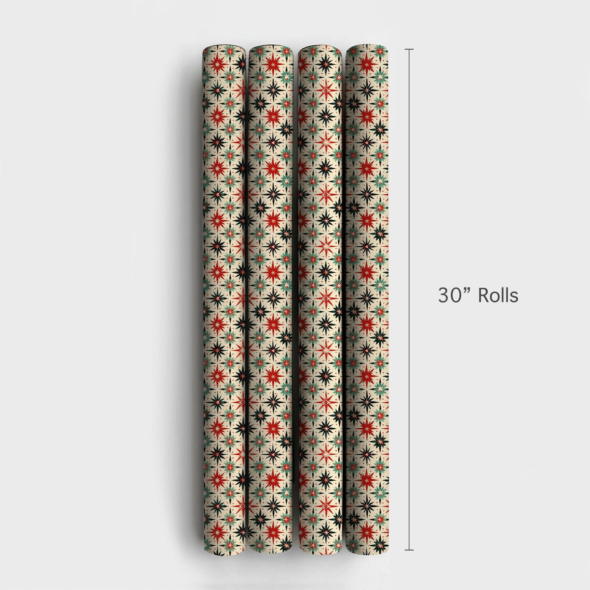 Retro Starburst Gift Wrap, Mid-Century Modern Wrapping Paper, Atomic Star Holiday Wrapping Paper, Vintage Christmas Gift Wrap