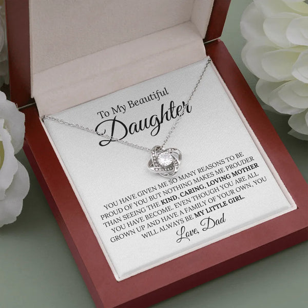 Dad to Daughter Love Knot Necklace, Daughter Love Knot Necklace, Sentimental Love Knot Necklace, Birthday Present from Dad, C