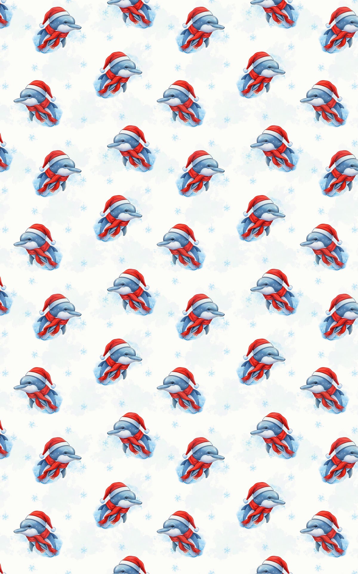 Winter Ocean Holiday Wrapping Paper, Christmas Dolphin Gift Wrapping Paper, Adorable Marine Animal Gift Wrapping Paper, Kids 