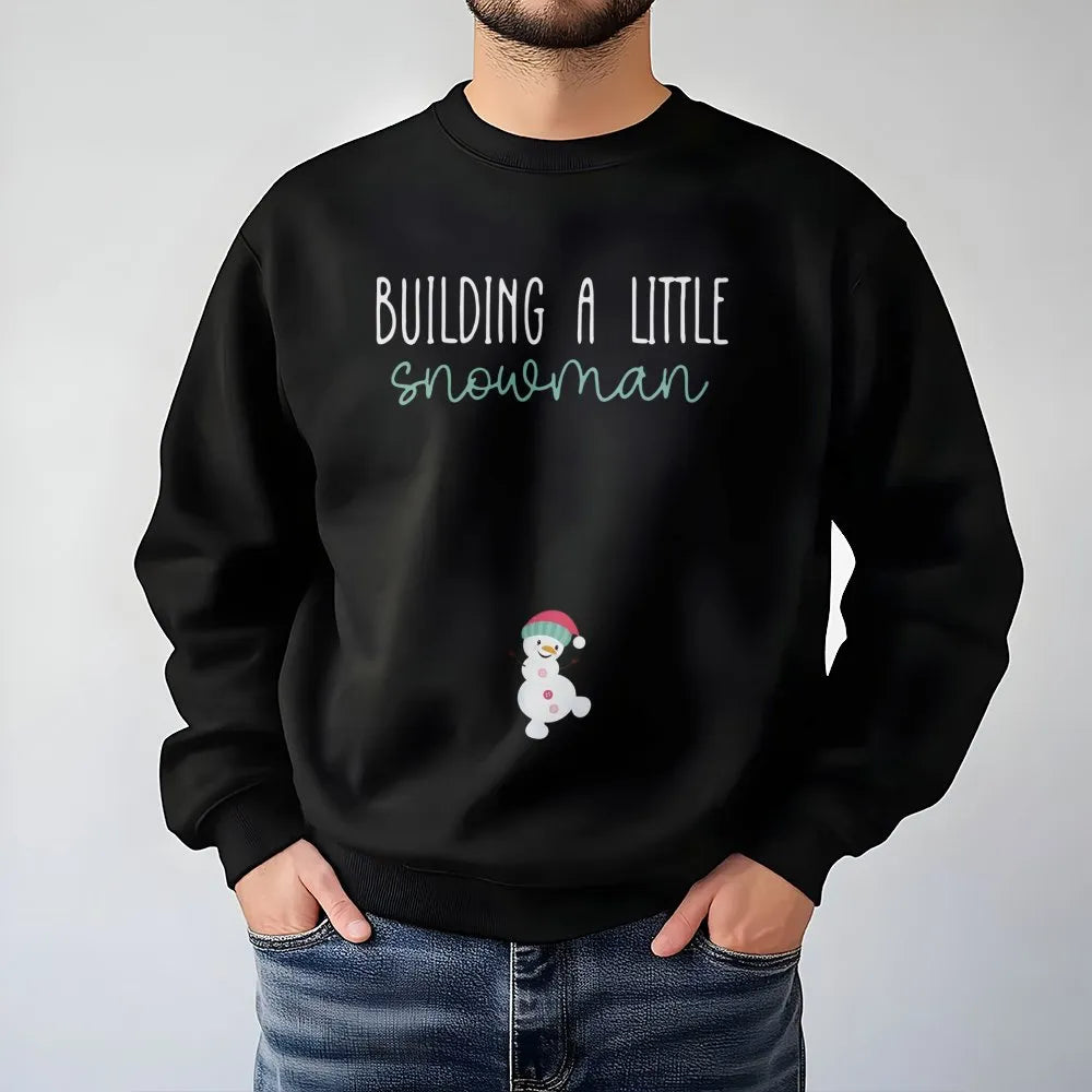 Christmas Pregnancy Announcement Sweatshirt, Building a Little Snowman Sweatshirt, Holiday Baby Reveal Crewneck, Adorable Mom