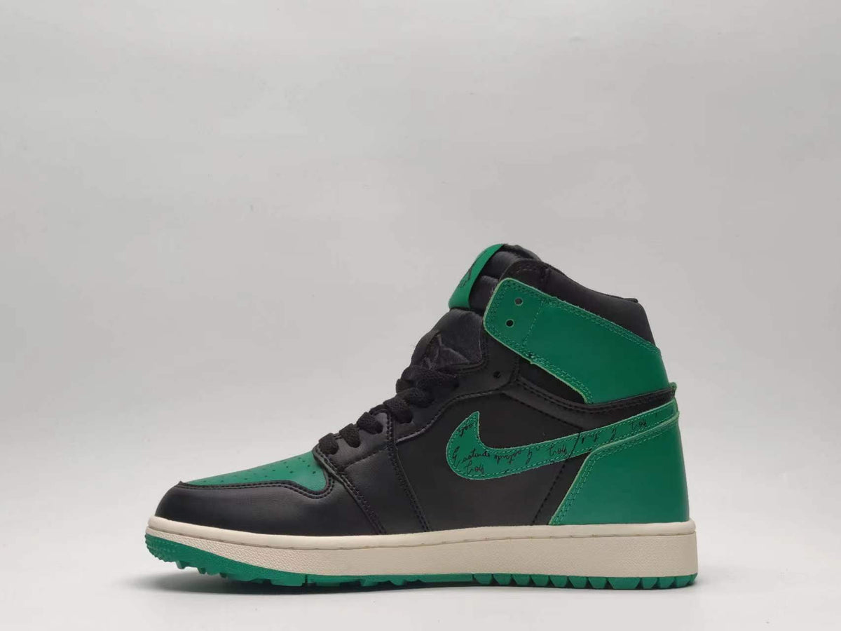 Golf Shoes, Black Green Colorway, Lace Up Design, Casual Gift for Shoe Lovers