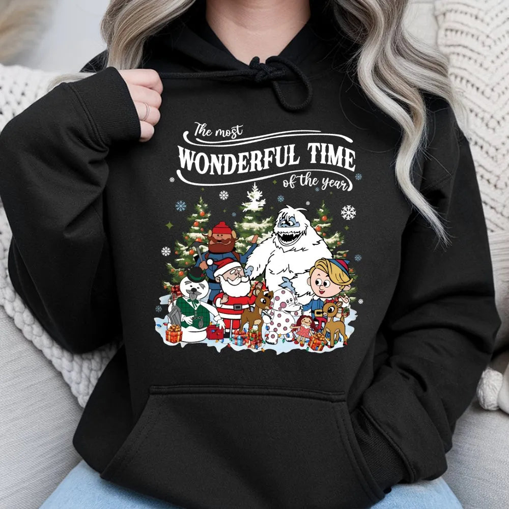 Classic Holiday Cartoon Sweatshirt, Retro Christmas Character Hoodie, Vintage 90s Winter Pullover, Adorable Festive Xmas Hood