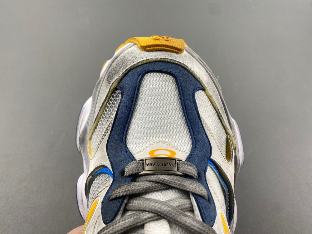 Low Top Sneakers, Blue Yellow Gray Colorway, Lace Up Design, Casual Gift for Sneaker Fans