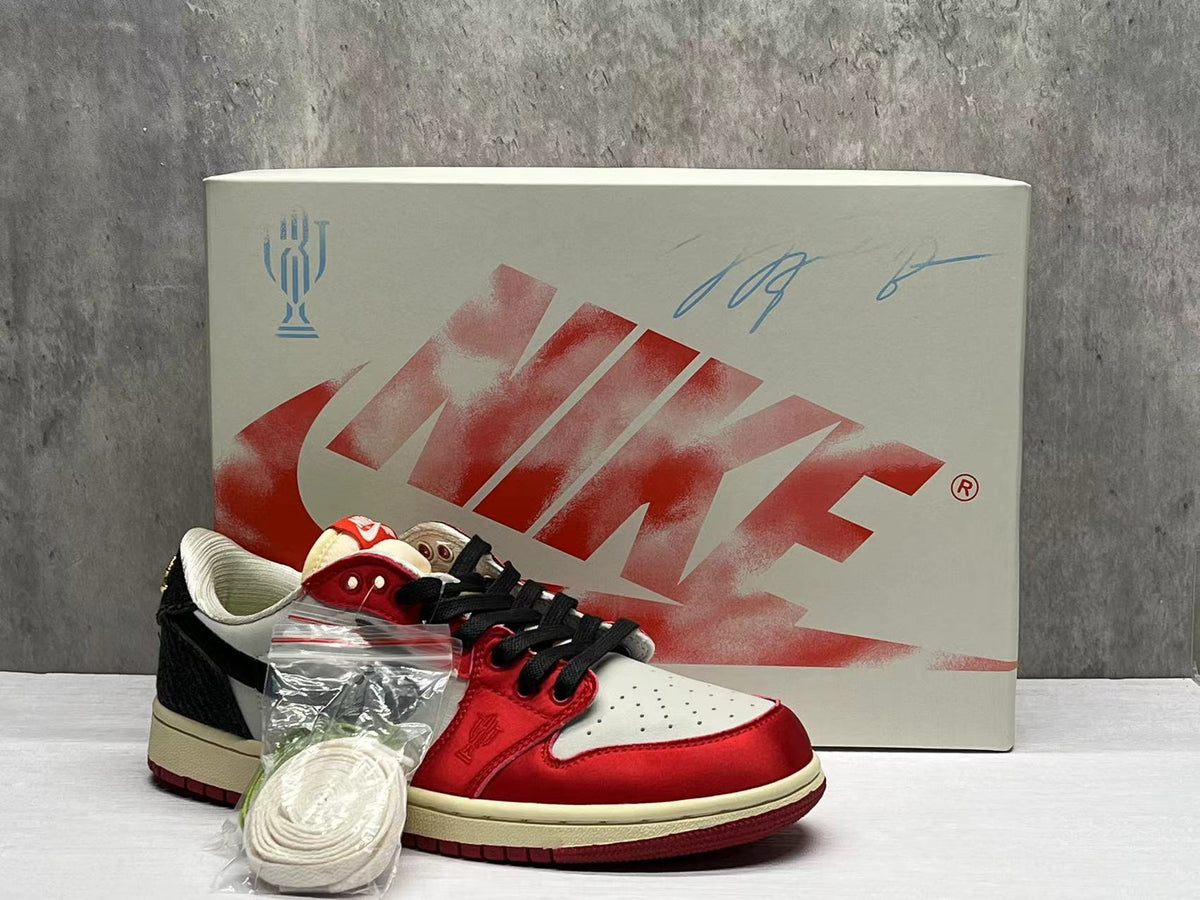 Low Top Sneakers, White Black Red Colorway, Lace Up Design, Casual Gift for Sneaker Fans