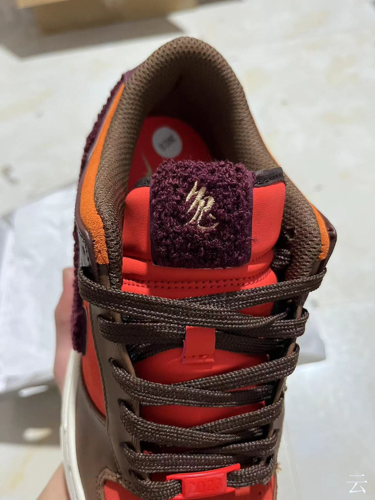 Low Top Sneakers, Orange Brown Colorway, Lace Up Design, Casual Gift for Sneaker Fans