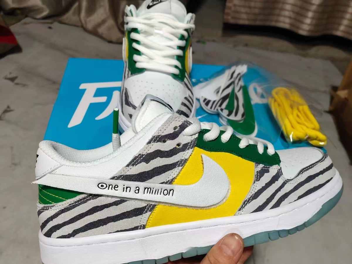Low Top Sneakers, White Yellow Black Colorway, Glow in the Dark Detail, Lace Up Design, Casual Gift for Sneaker Fans