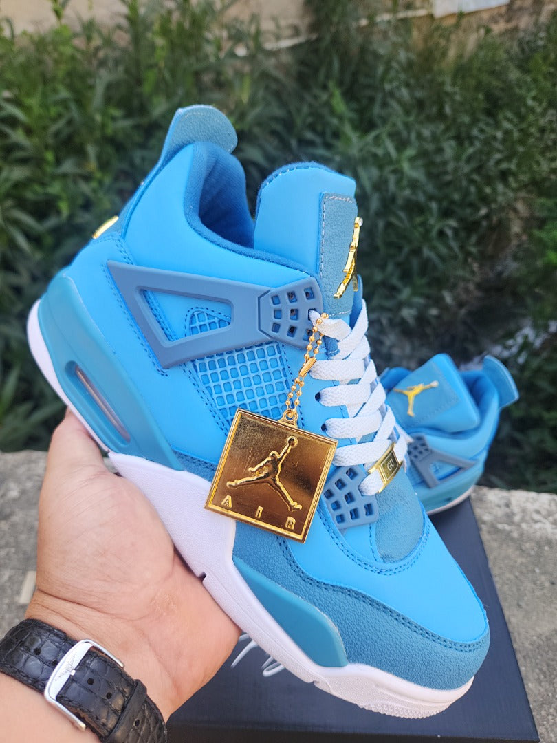 Mid Top Sneakers, Blue White Colorway, Lace Up Design, Casual Gift for Sneaker Fans