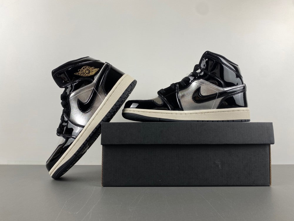Mid Top Sneakers, Black Silver Gold Colorway, Lace Up Design, Casual Gift for Sneaker Fans
