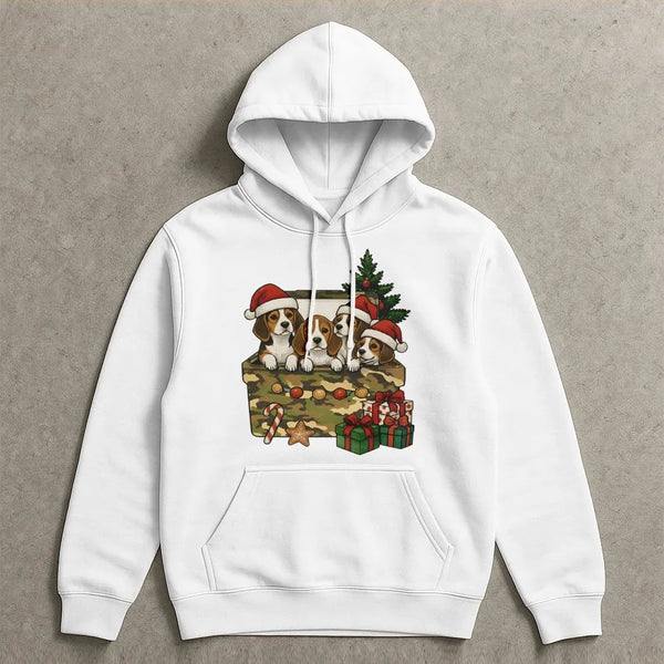 Puppies in Gift Box Hoodie, Beagle Christmas Hoodie, Adorable Beagle Dog Sweatshirt, Christmas Pet Lover Hoodie, Winter Dog H