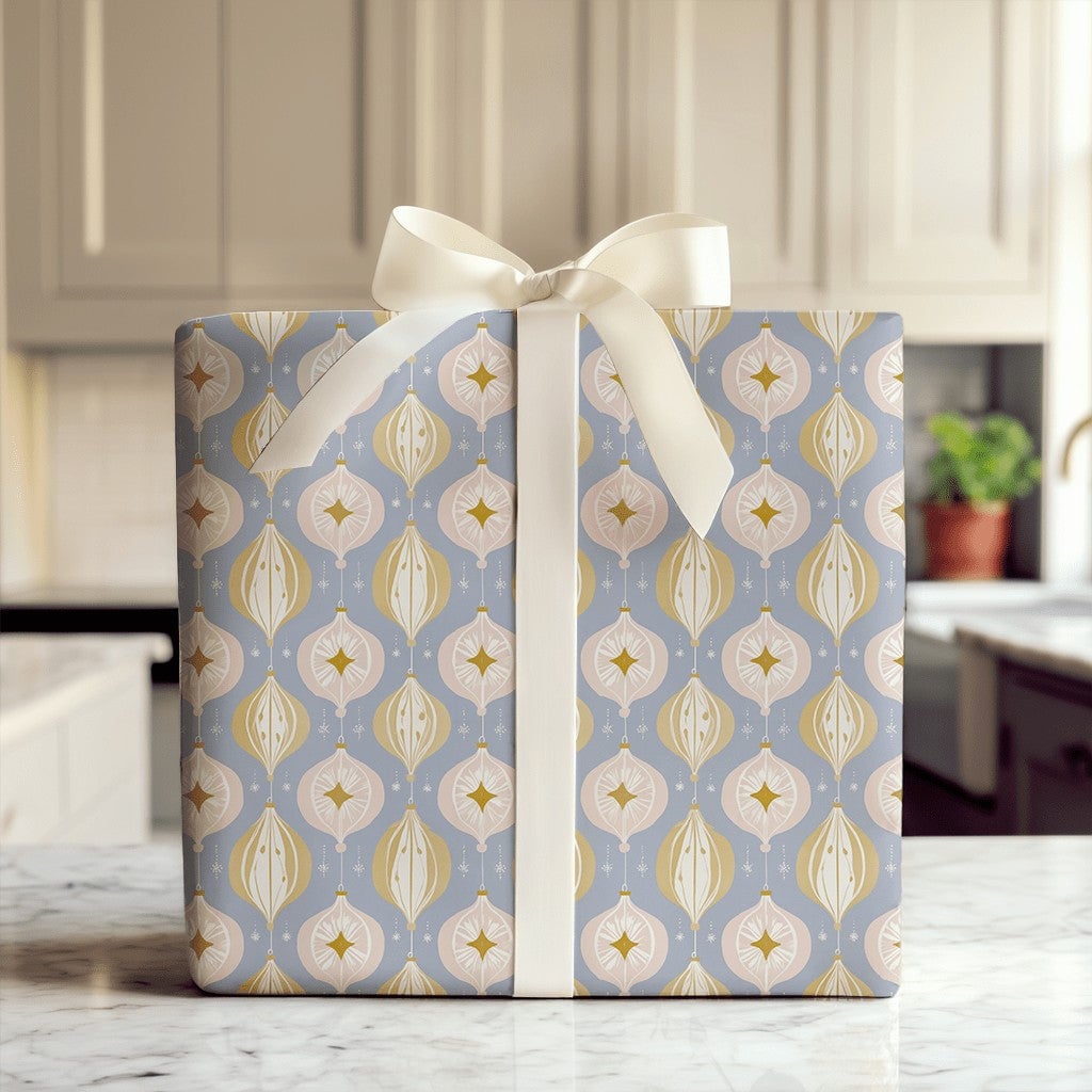 Retro Ornament Gift Wrap, Mid Century Modern Christmas Wrapping Paper, MCM Christmas Wrapping Paper, Vintage Holiday Gift Wra
