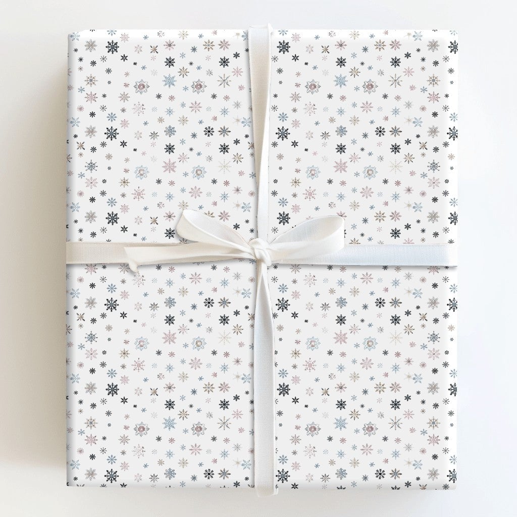 Subtle Winter Snowflake Gift Wrap, Muted Pastel Snowflake Wrapping Paper, Modern Holiday Wrapping Paper, Neutral Christmas Gi