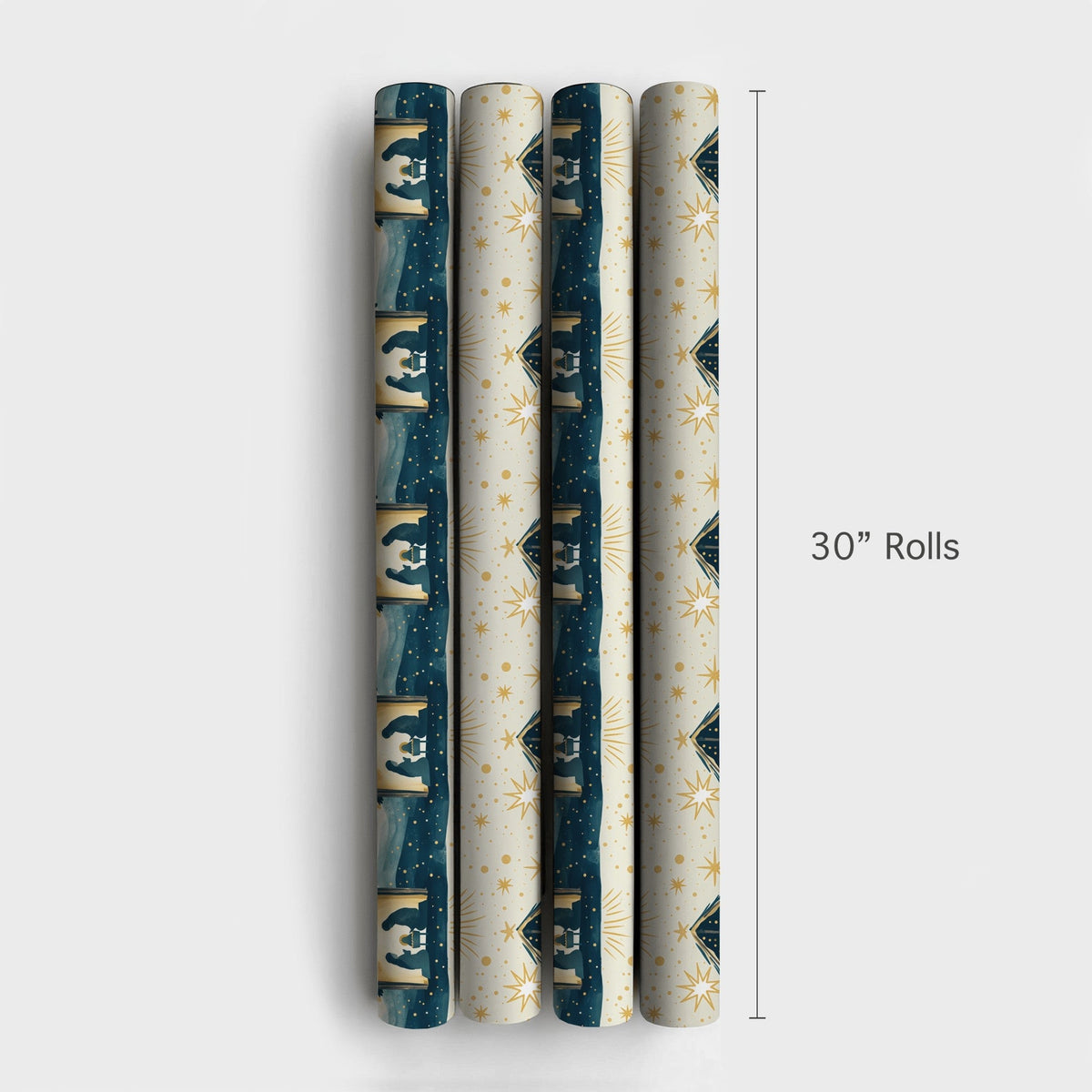 Holy Family Manger Gift Wrap, Nativity Scene Christmas Wrapping Paper, Starry Night Religious Holiday Wrapping Paper, Christi