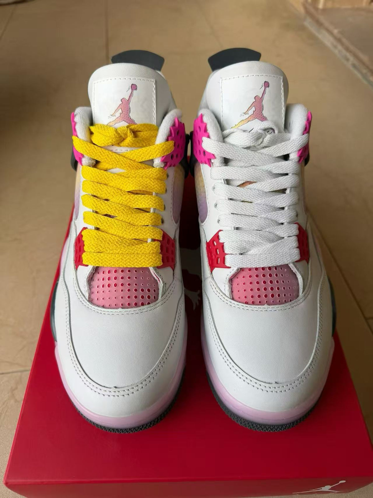 Mid Top Sneakers, White Pink Colorway, Lace Up Design, Casual Gift for Sneaker Fans