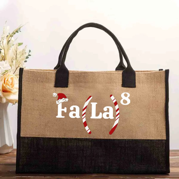 Fa La La Holiday Bag, Math Teacher Christmas Tote Bag, Reusable School Canvas Tote, Winter Vacation Educator Appreciation Pre