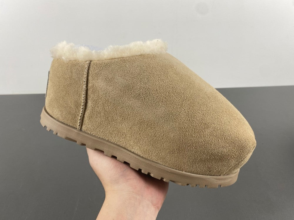 Slides, Beige Colorway, Slip On Design, Wool Detail, Casual Gift for Shoe Lovers