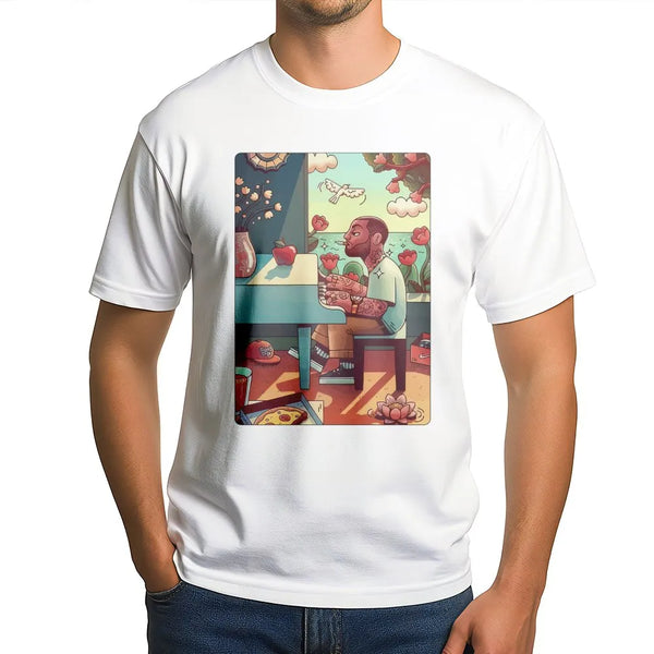Rapper Piano T-Shirt | Dreamy Lo-Fi Aesthetic Graphic | Premium 100% Cotton | Music Lover Birthday Gift
