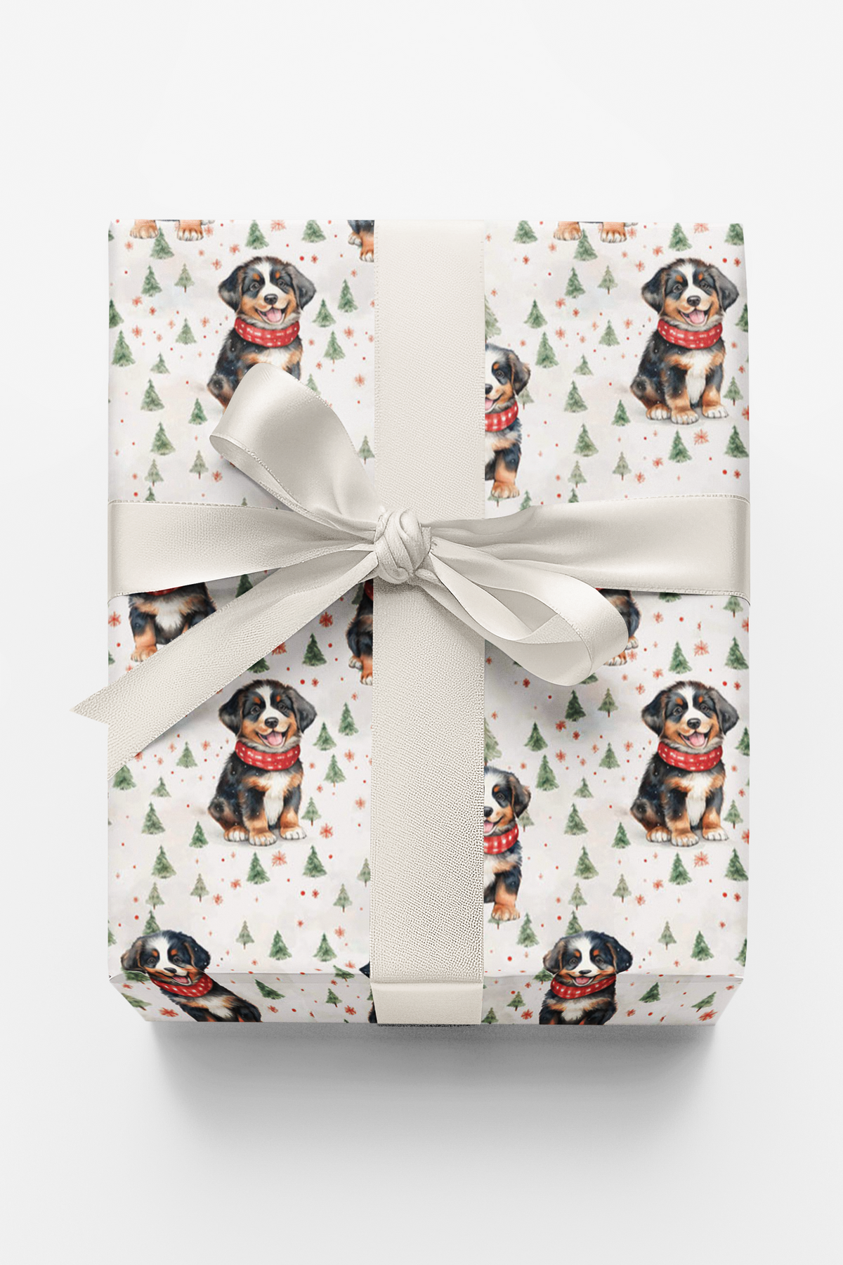 Festive Winter Puppy Gift Wrap, Bernese Mountain Dog Christmas Wrapping Paper, Bernese in the Snow Wrapping Paper, Holiday Pe