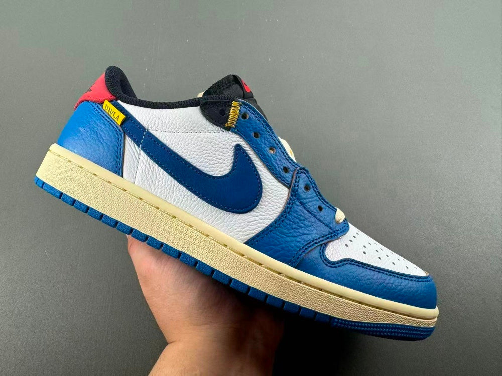 Low Top Sneakers, Blue White Yellow Colorway, Lace Up Design, Casual Gift for Sneaker Fans