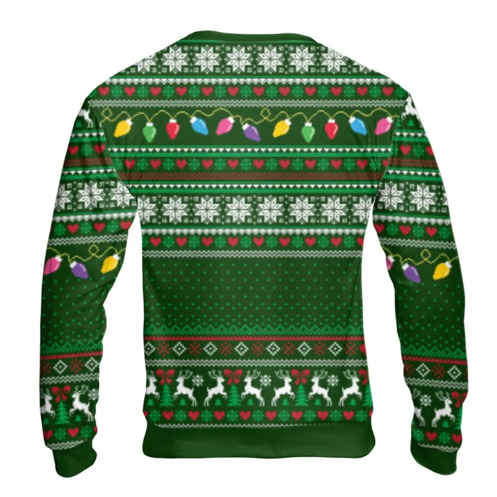 Snowman Tree Costume Kitten Pullover, Cat Ugly Christmas Sweatshirt, Humorous Feline Holiday Crewneck, Adorable Xmas Animal L