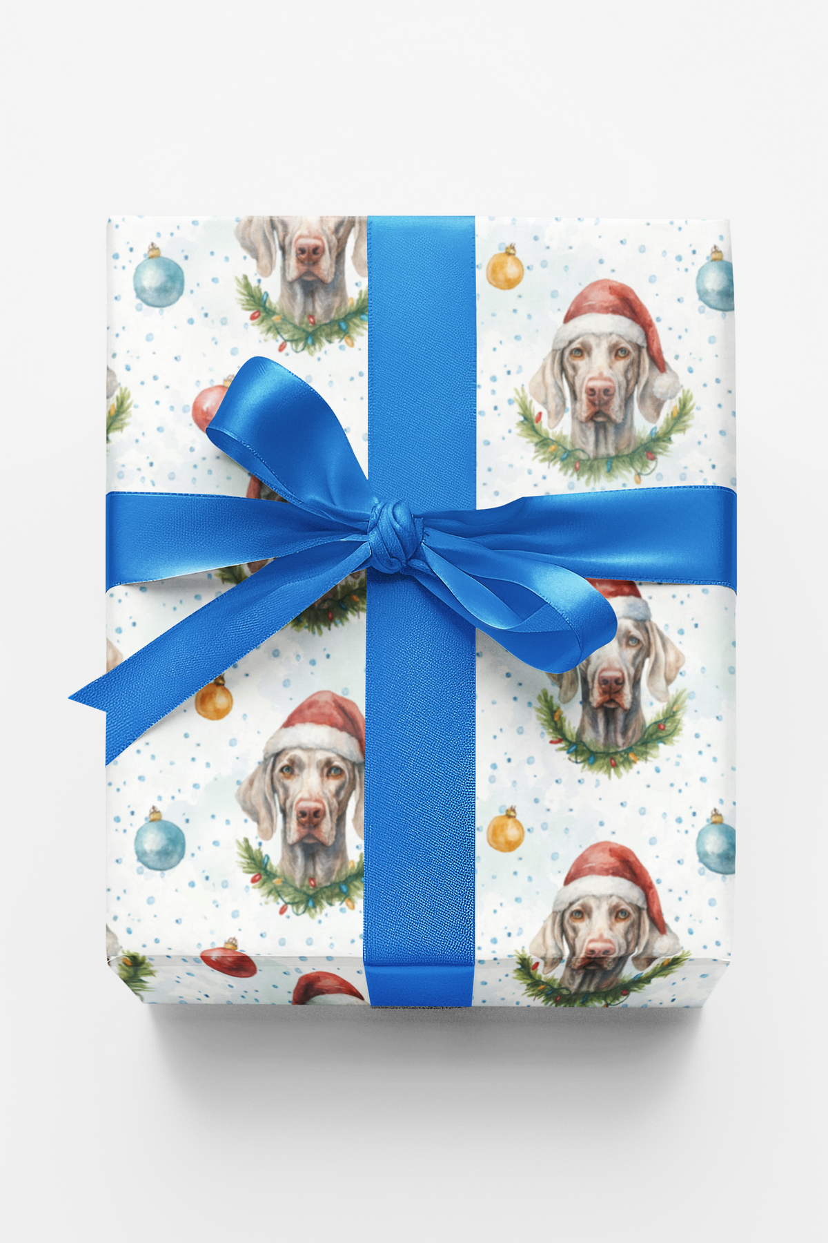 Santa Hat Dog Gift Wrap, Weimaraner Christmas Wrapping Paper, Festive Puppy Present Wrap, Holiday Pet Lover Present Packaging